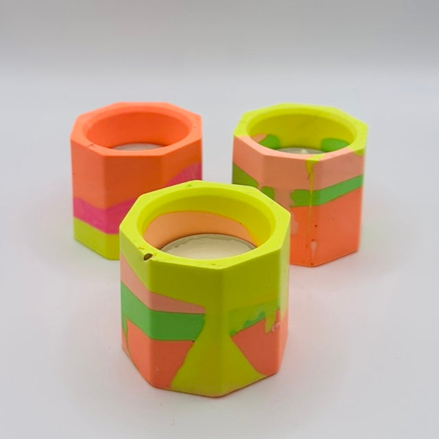 Tea light set - Neon Mix - READY TO SHIP