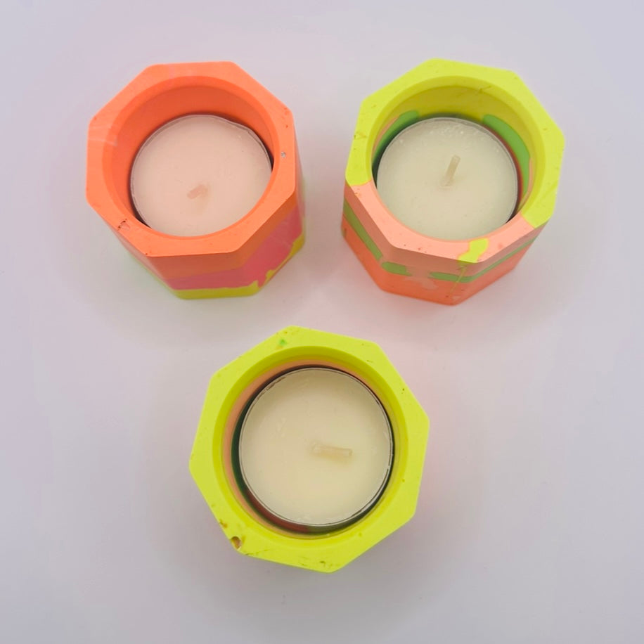 Tea light set - Neon Mix - READY TO SHIP