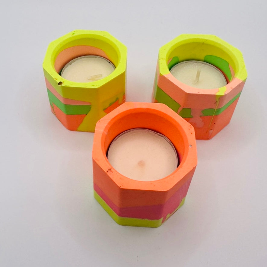 Tea light set - Neon Mix - READY TO SHIP