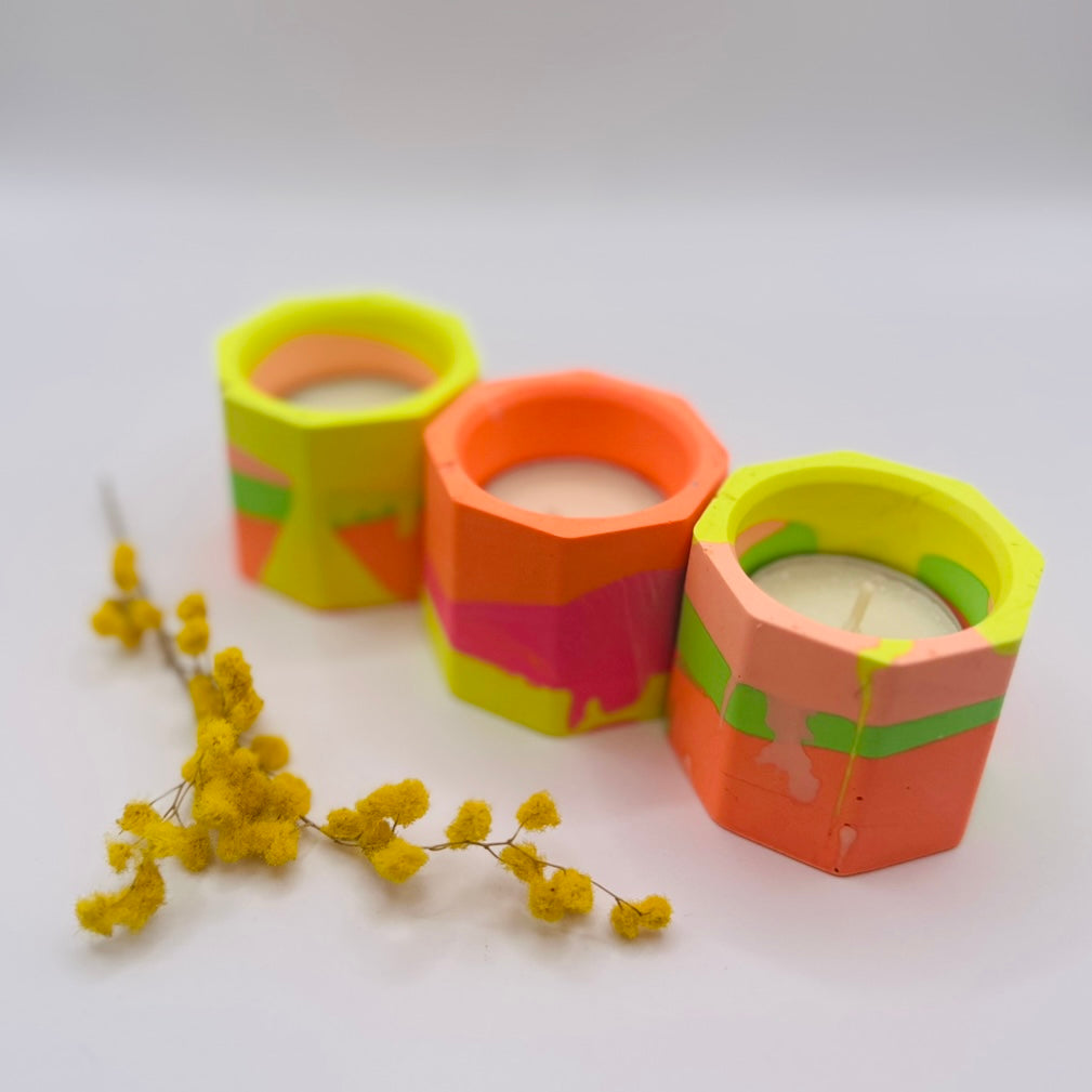 Tea light set - Neon Mix - READY TO SHIP