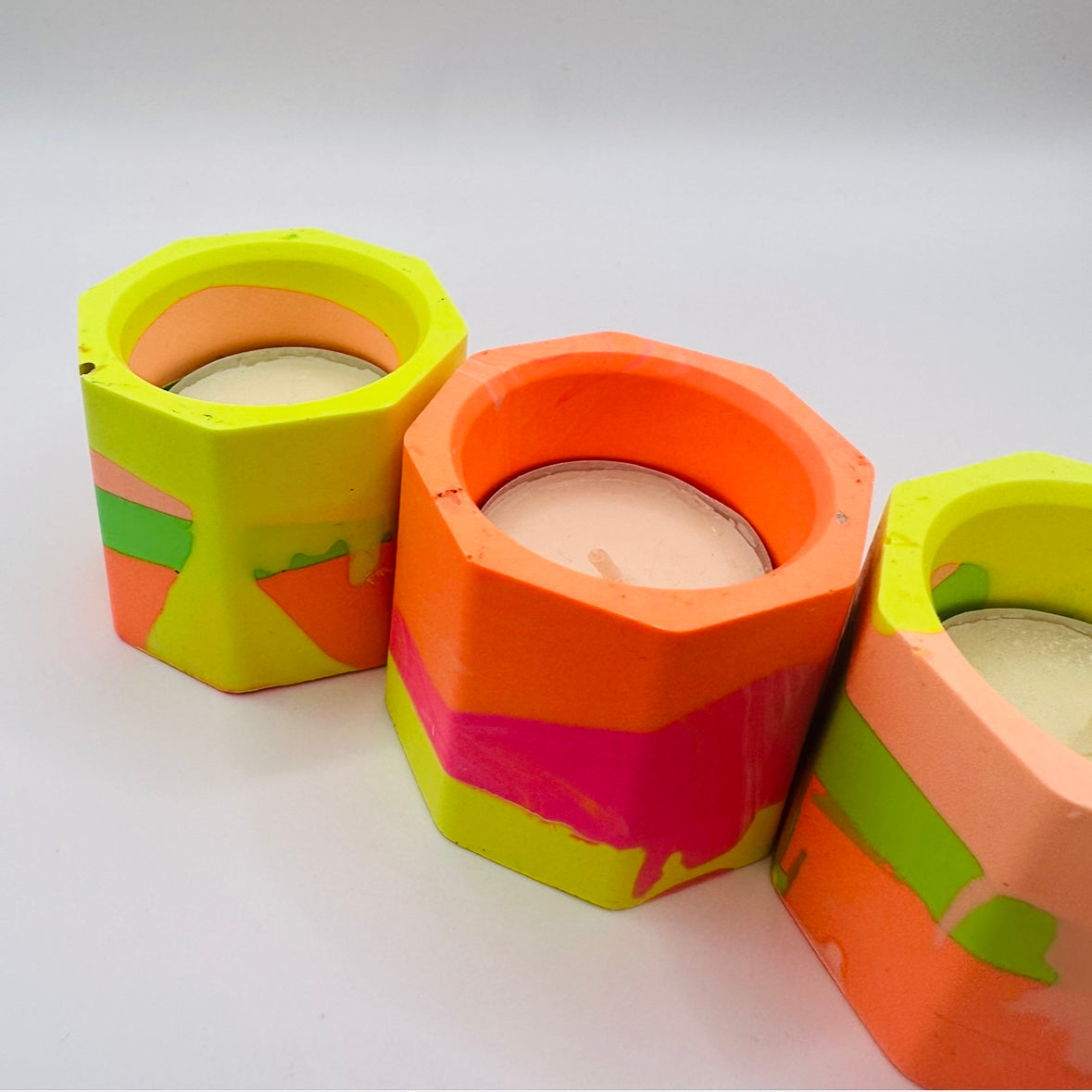 Tea light set - Neon Mix - READY TO SHIP