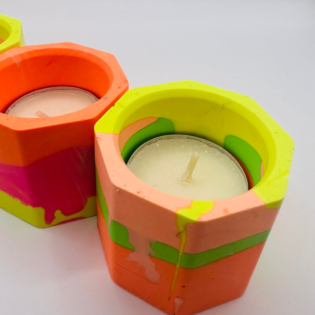 Tea light set - Neon Mix - READY TO SHIP
