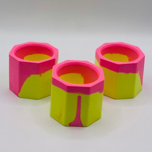 Tea light set - Graffiti - Yellow & Pink