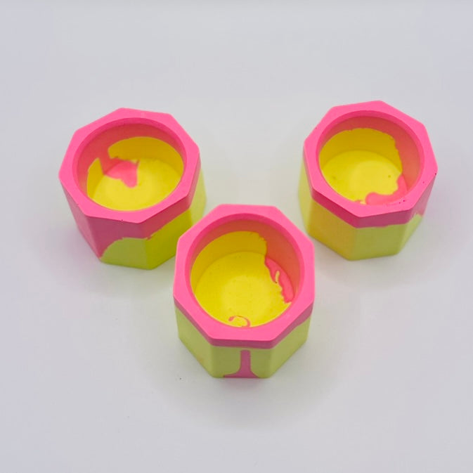 Tea light set - Graffiti - Yellow & Pink