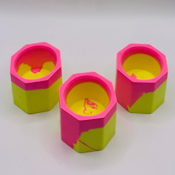 Tea light set - Graffiti - Yellow & Pink