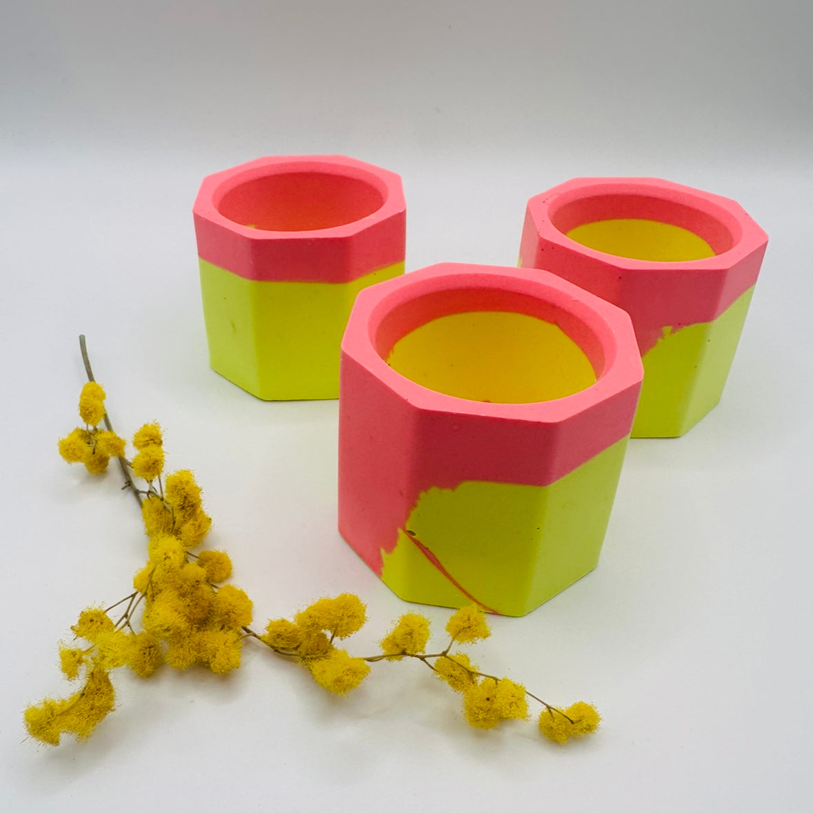 Tea light set - Graffiti - Yellow & Pink