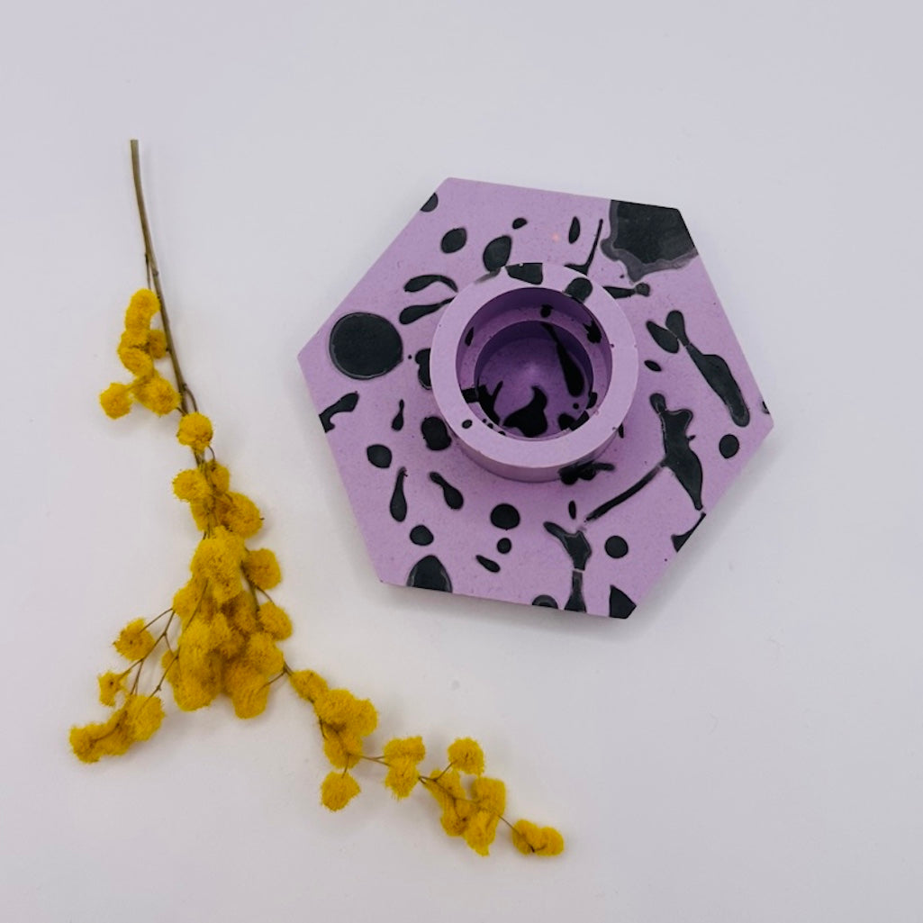 Candle holder - Graffiti - Lilac & Black