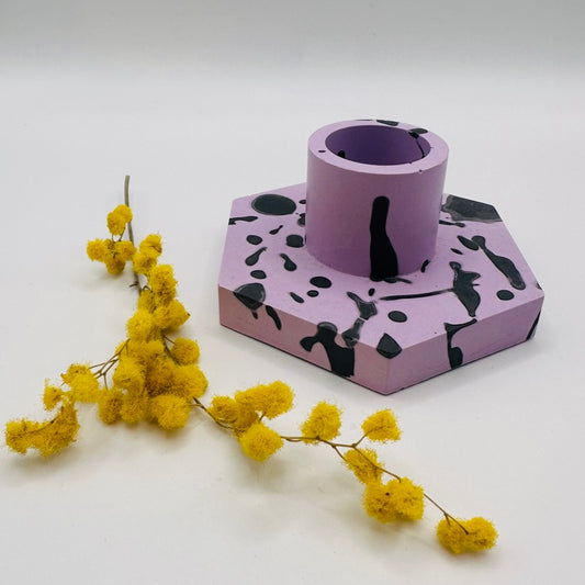 Candle holder - Graffiti - Lilac & Black