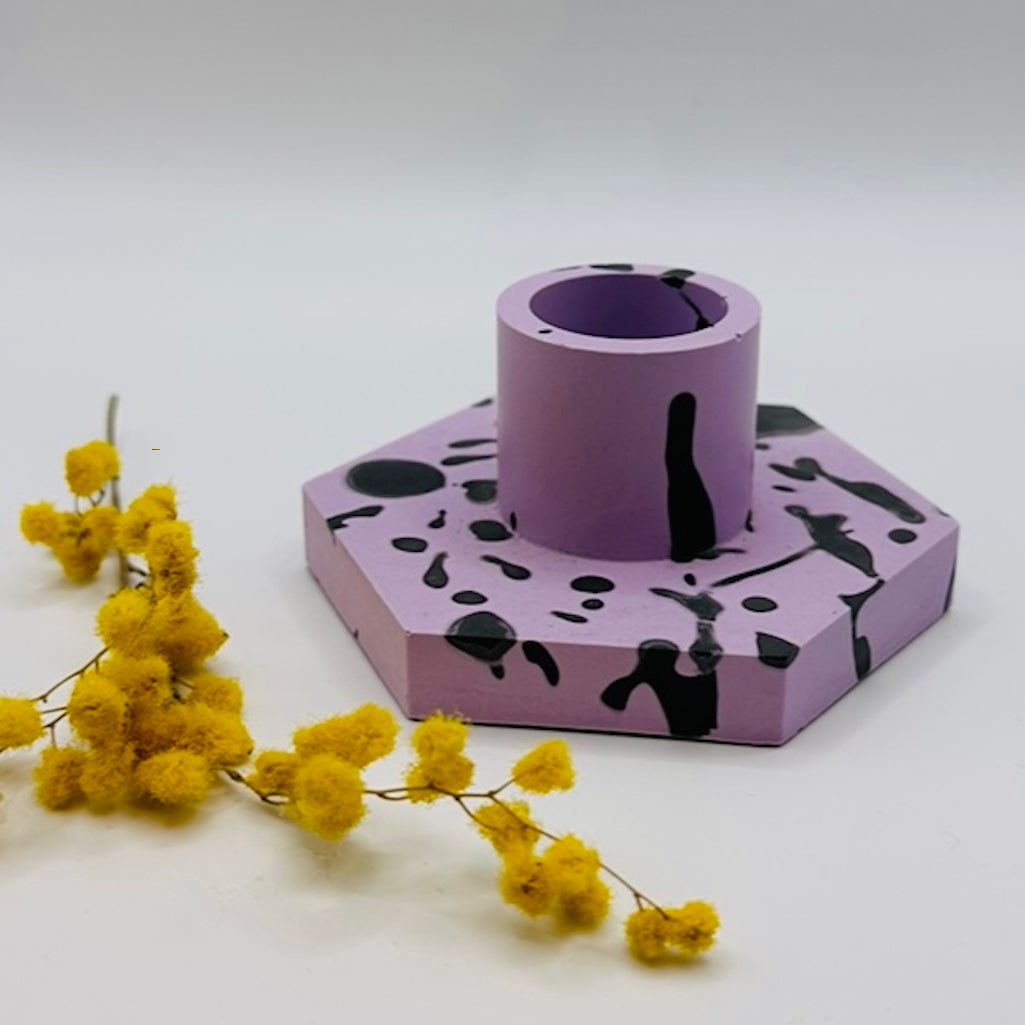 Candle holder - Graffiti - Lilac & Black