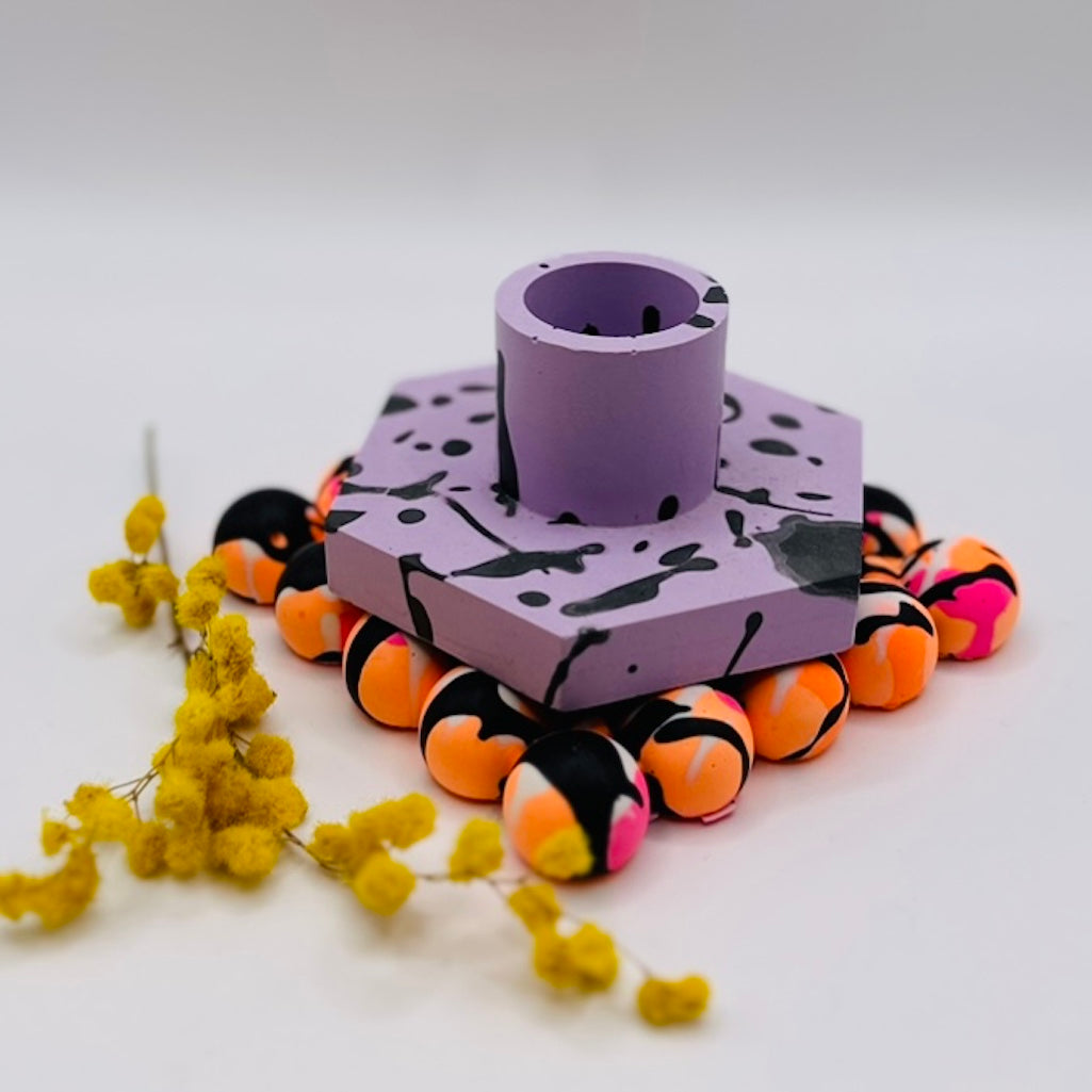Candle holder - Graffiti - Lilac & Black