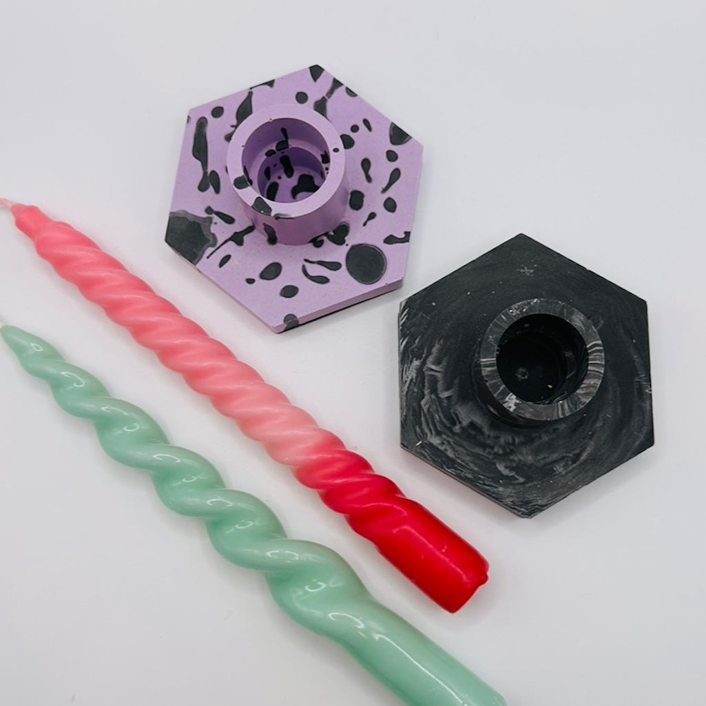 Candle holder - Graffiti - Lilac & Black