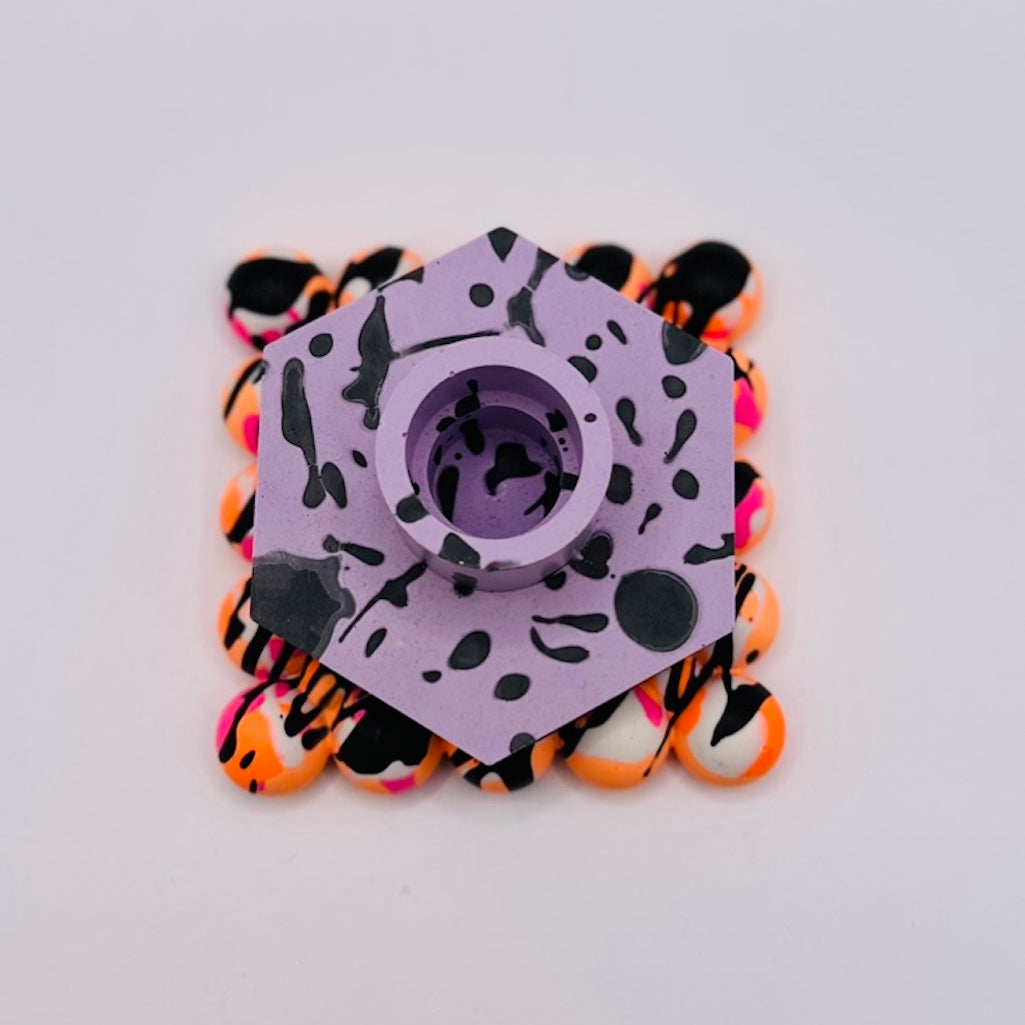 Candle holder - Graffiti - Lilac & Black