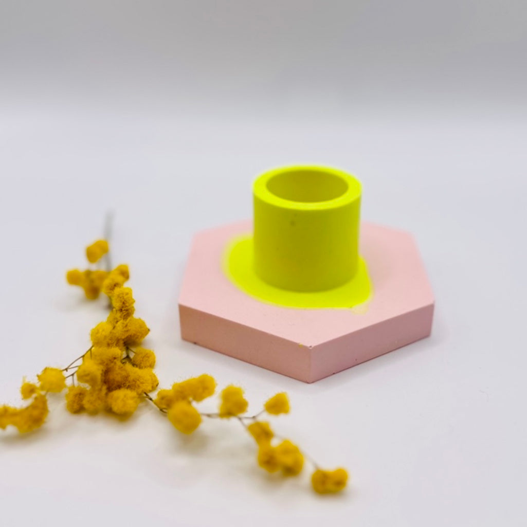 Candle holder - Neon - Pink & Yellow