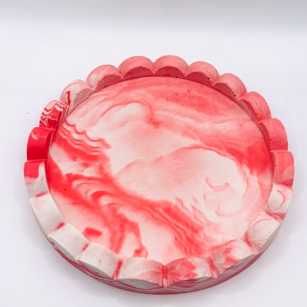 Tray - Round Edged - Tie Dye - Red