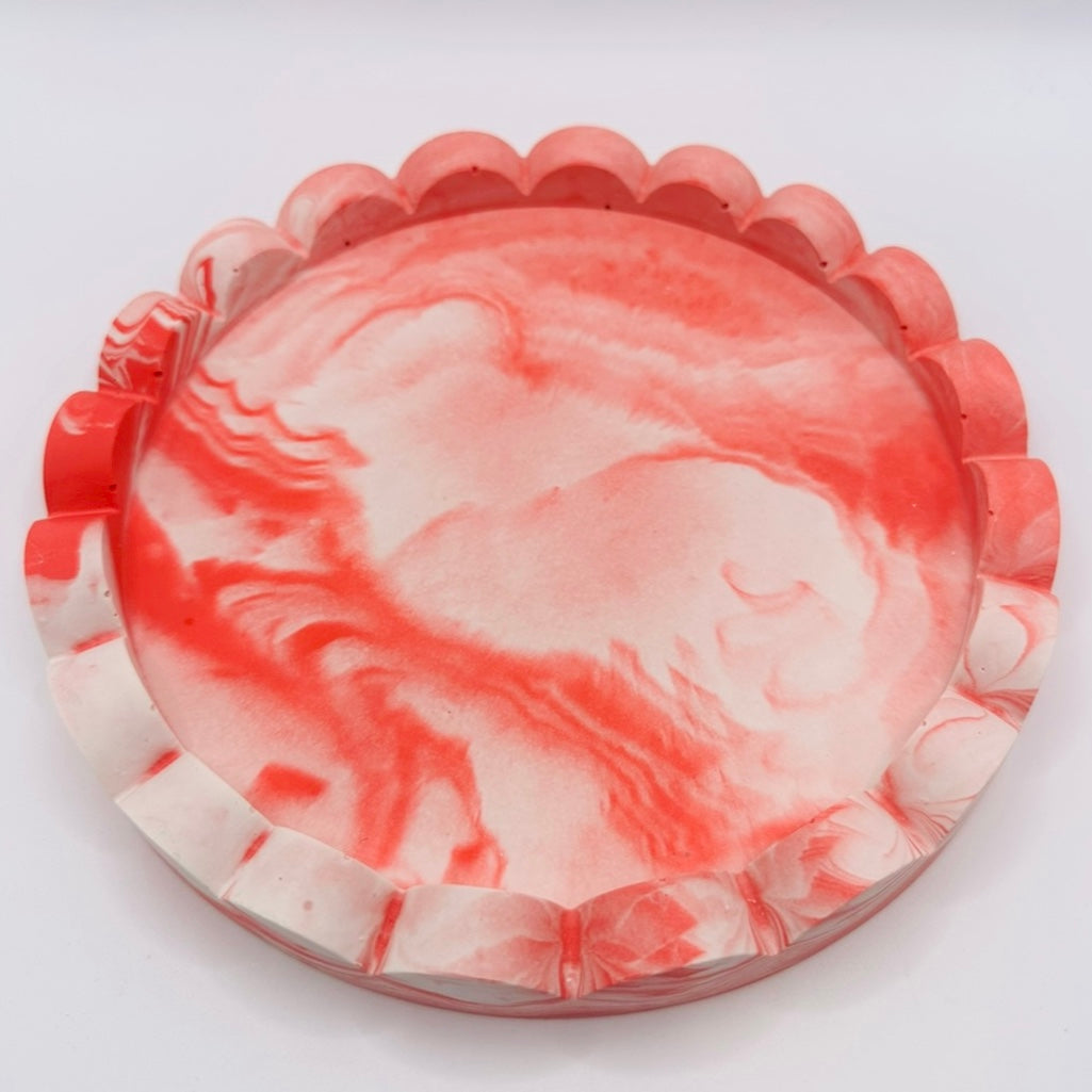 Tray - Round Edged - Tie Dye - Red