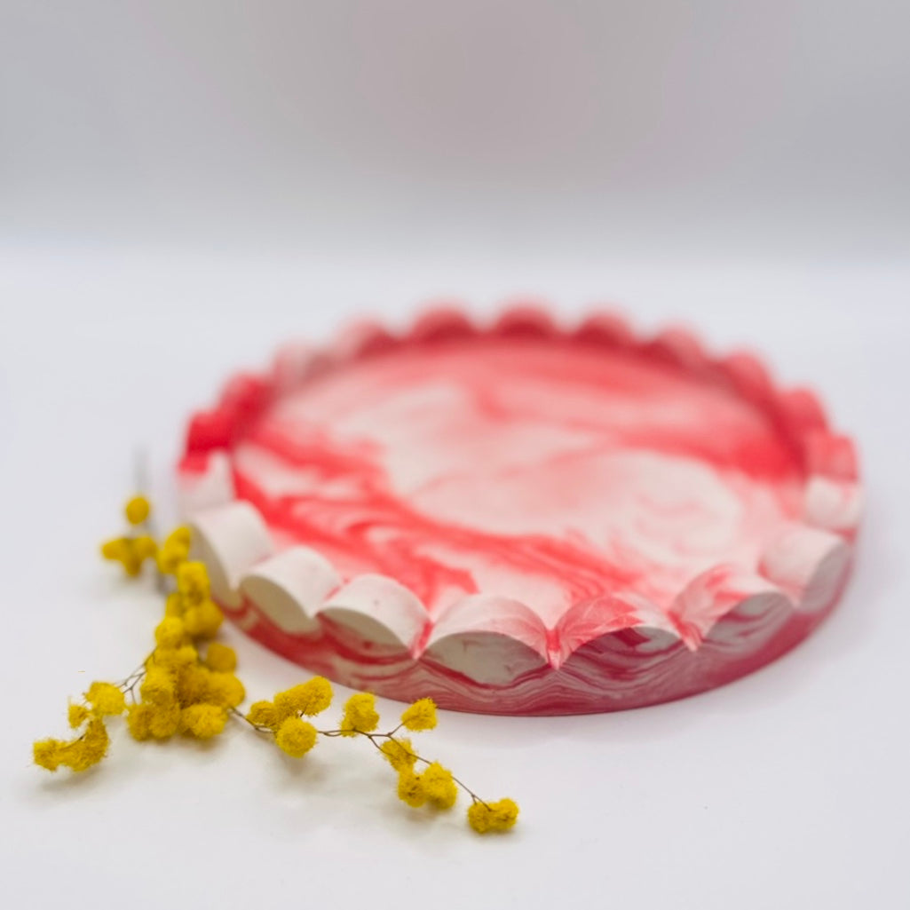 Tray - Round Edged - Tie Dye - Red
