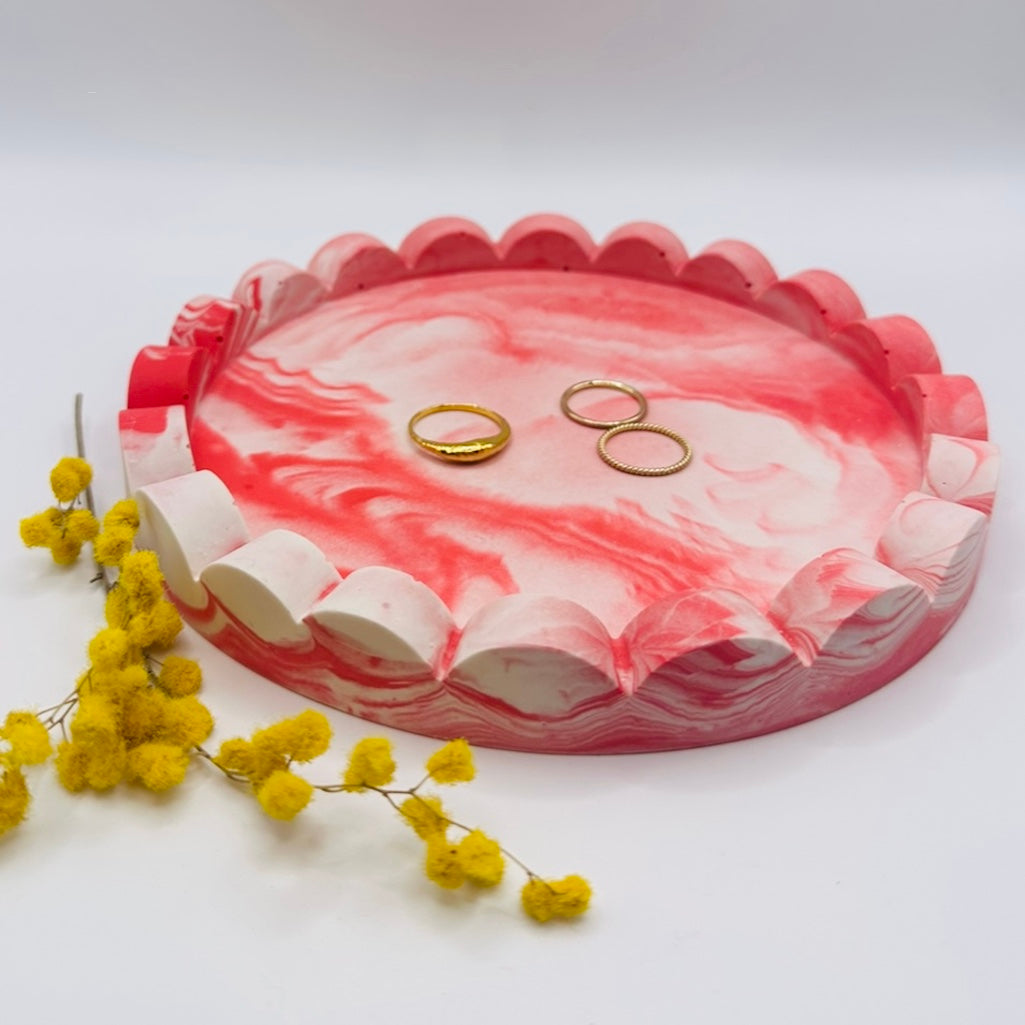 Tray - Round Edged - Tie Dye - Red