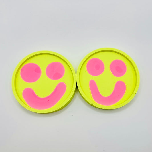 Coaster Set - Smiley - Yellow & Pink