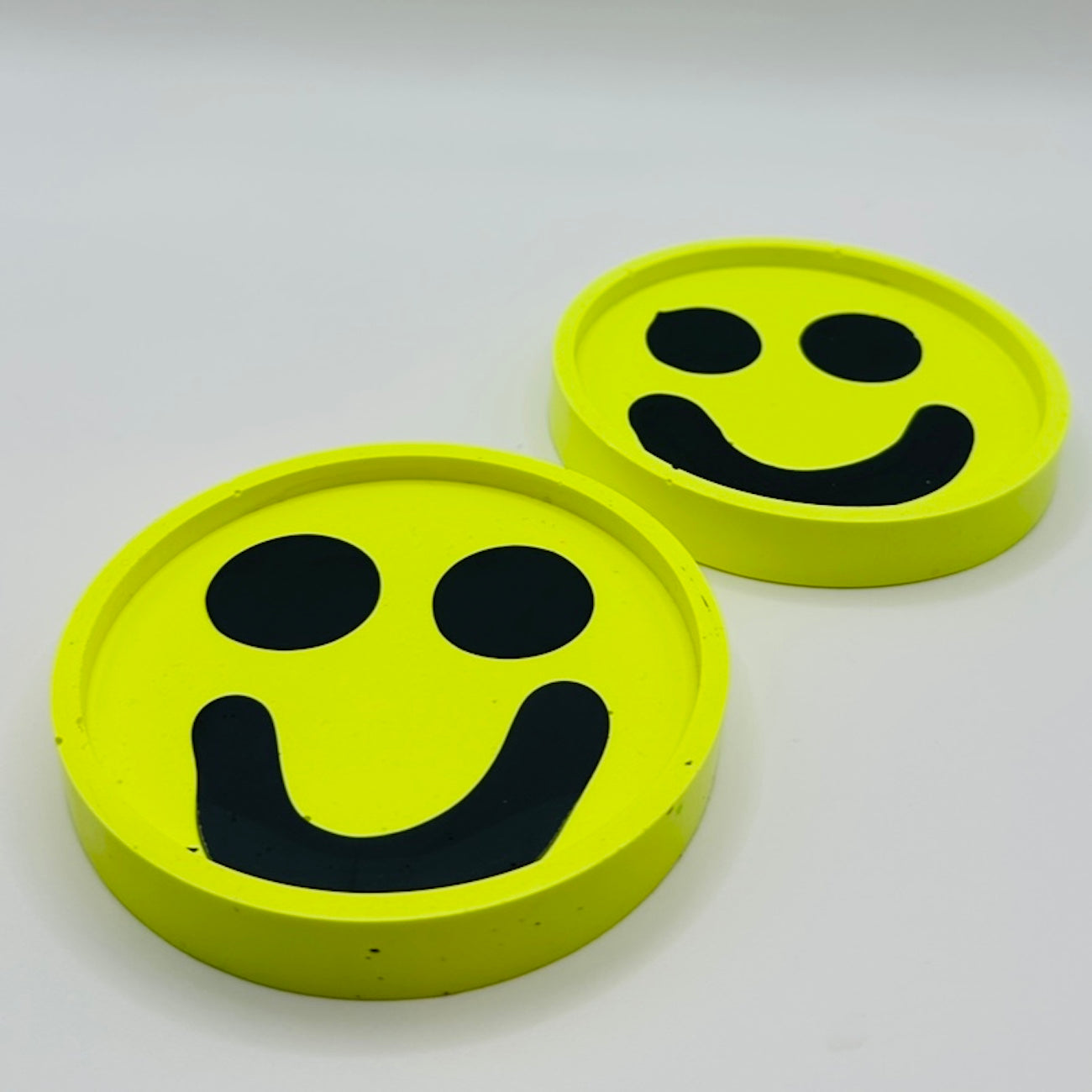 Coaster Set - Smiley - Neon Yellow