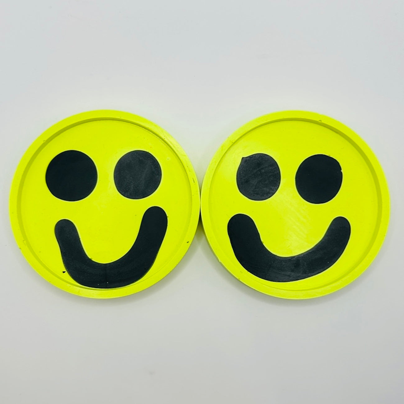 Coaster Set - Smiley - Neon Yellow