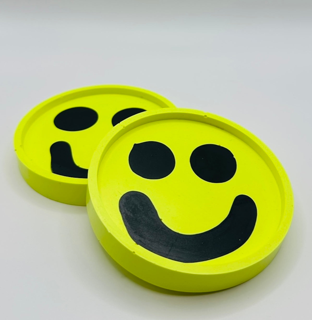 Coaster Set - Smiley - Neon Yellow