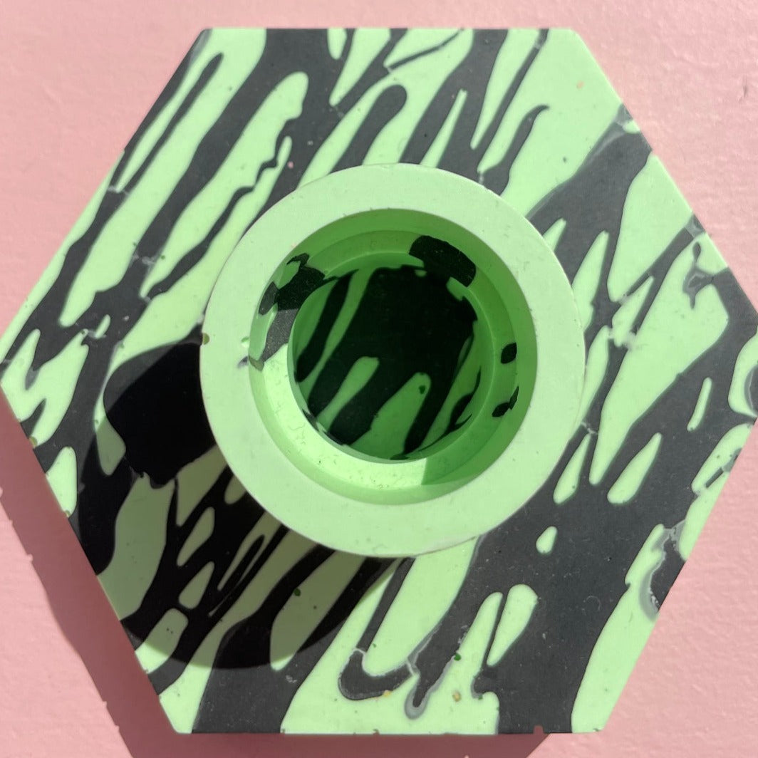 Candle holder - Graffiti - Green & Black