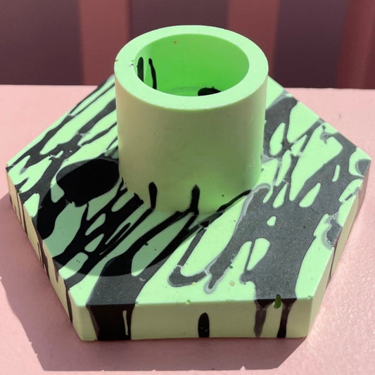 Candle holder - Graffiti - Green & Black