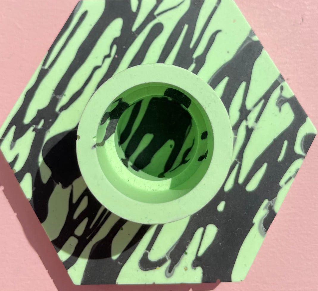 Candle holder - Graffiti - Green & Black
