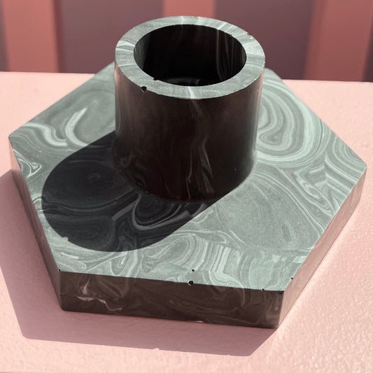 Candle holder - Tie Dye - Black