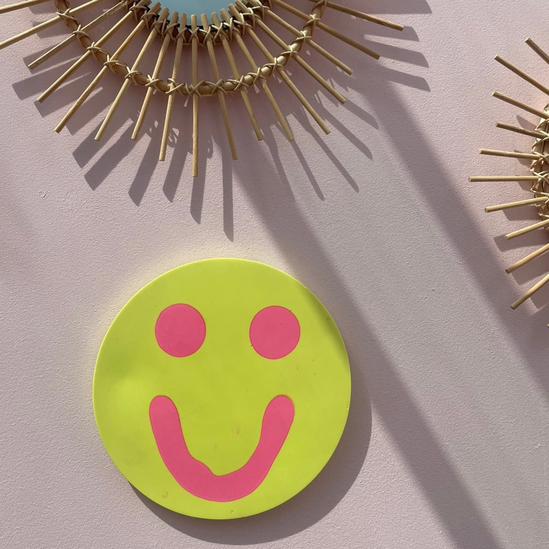Smiley Wall Hanging - Neon - Yellow & Pink