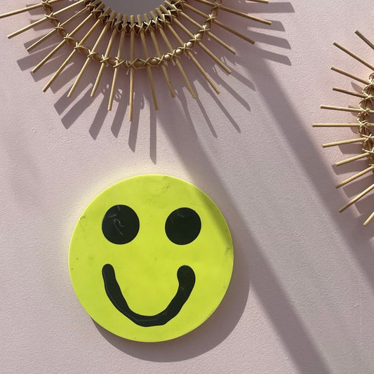 Smiley Wall Hanging - Neon Yellow 4 - READY TO SHIP