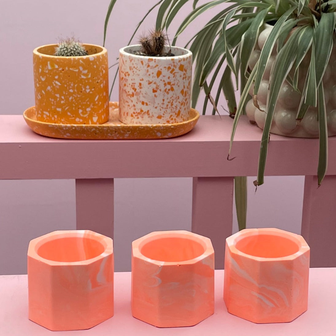 Tea light set - Neon - Orange