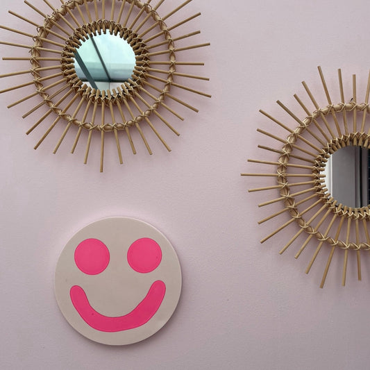 Smiley Wall Hanging - Pale Pink - READY TO SHIP