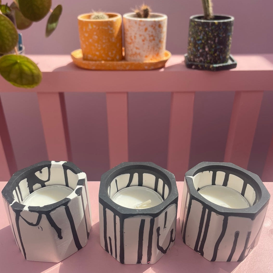 Tea light set - Graffiti Black & White