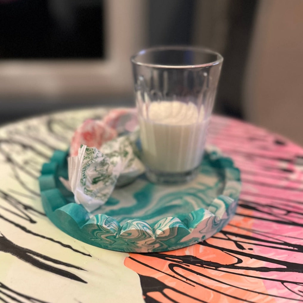 Tray - Round Edged - Tie Dye - Green