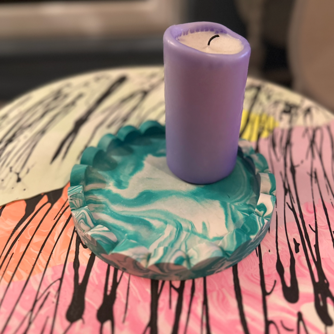 Tray - Round Edged - Tie Dye - Green
