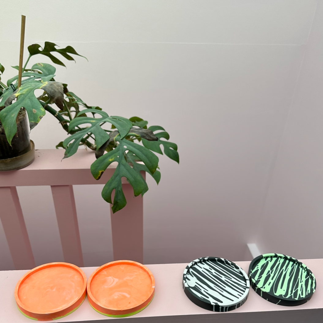 Coaster - Round (2 pieces) - Neon Tie Dye