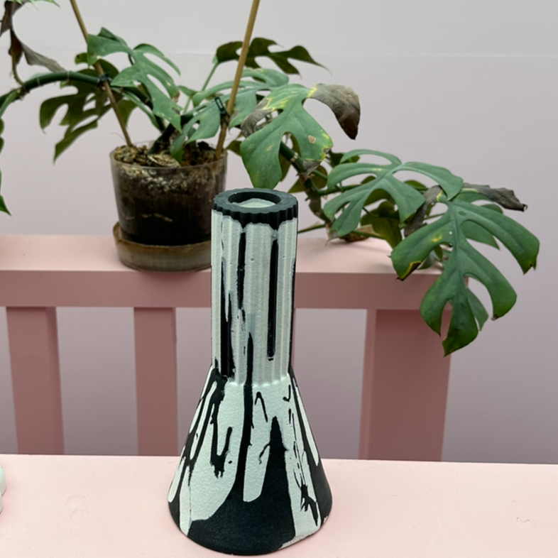 Vase - Tall - Graffiti - Black & White
