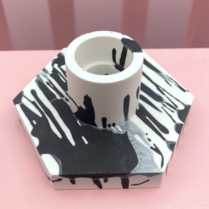 Candle holder - Graffiti - Black & White