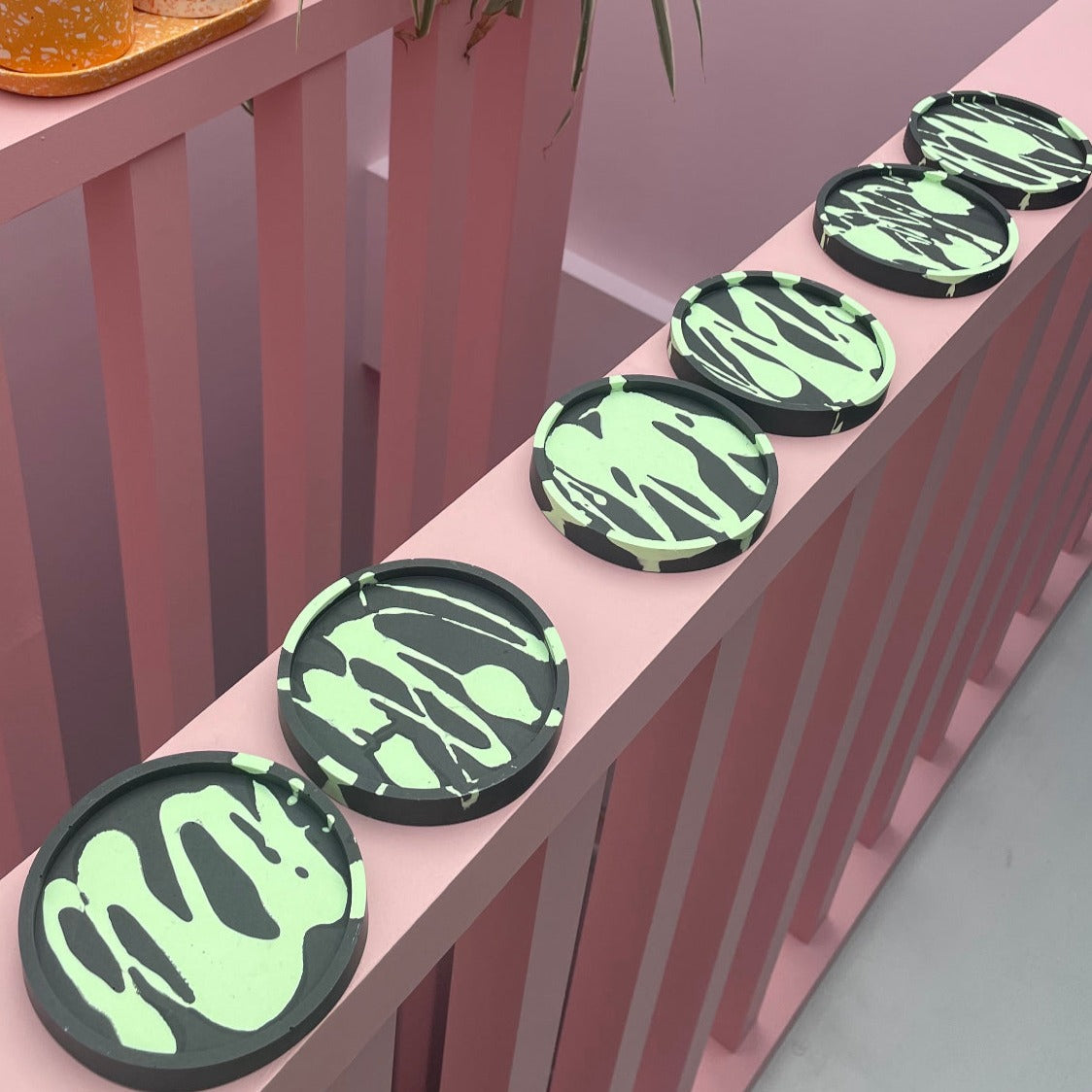 Coaster Set - Graffiti - Black & Green