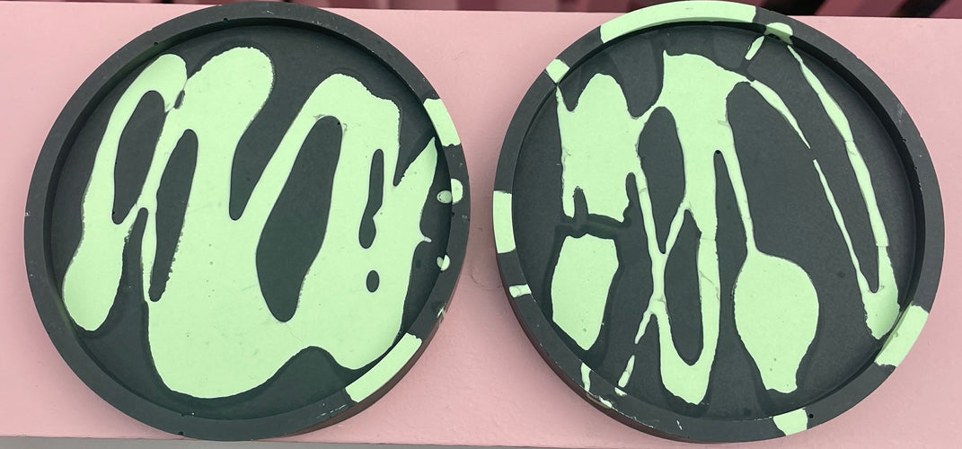 Coaster Set - Graffiti - Black & Green