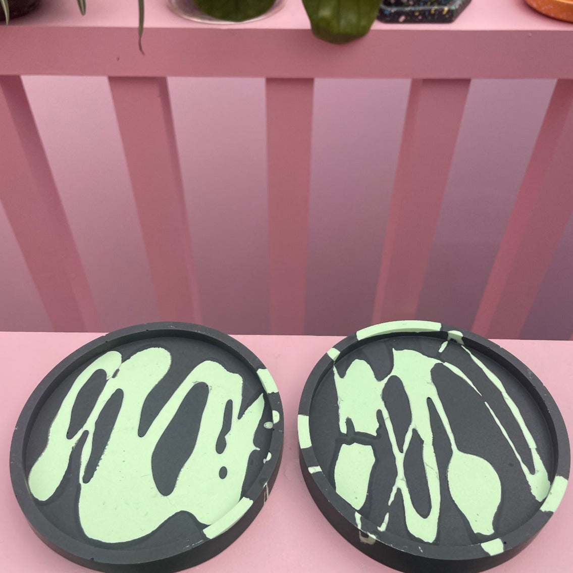 Coaster Set - Graffiti - Black & Green