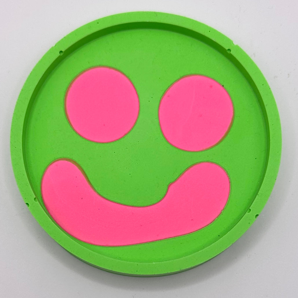 Coaster Set - Smiley - Green & Pink