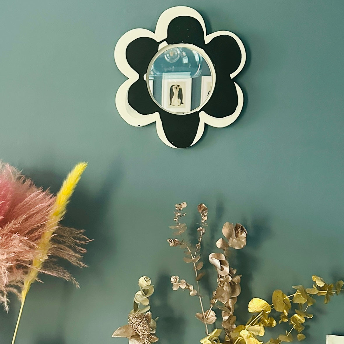 Flower Mirror - Flower Power - Black & White