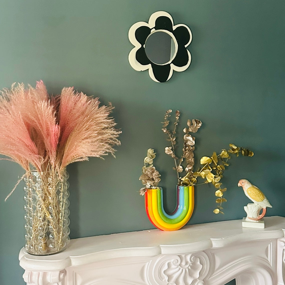 Flower Mirror - Flower Power - Black & White