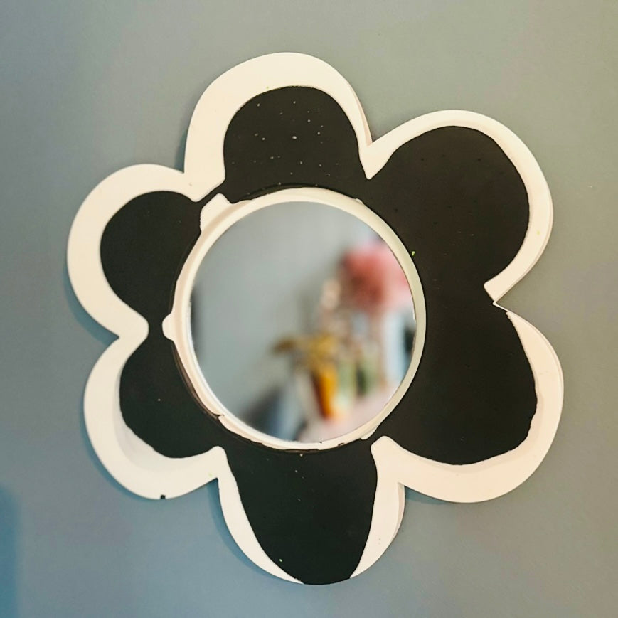Flower Mirror - Flower Power - Black & White