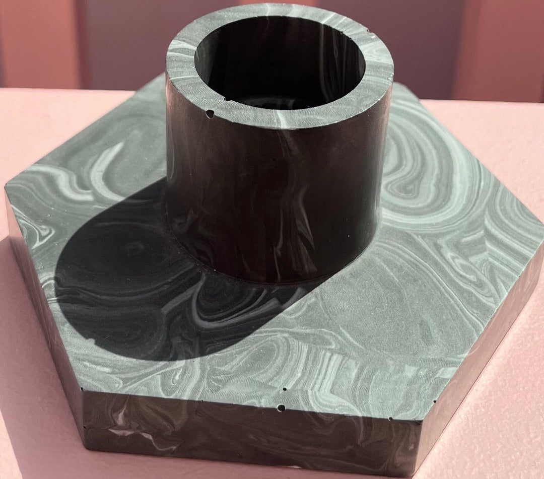 Candle holder - Tie Dye - Black
