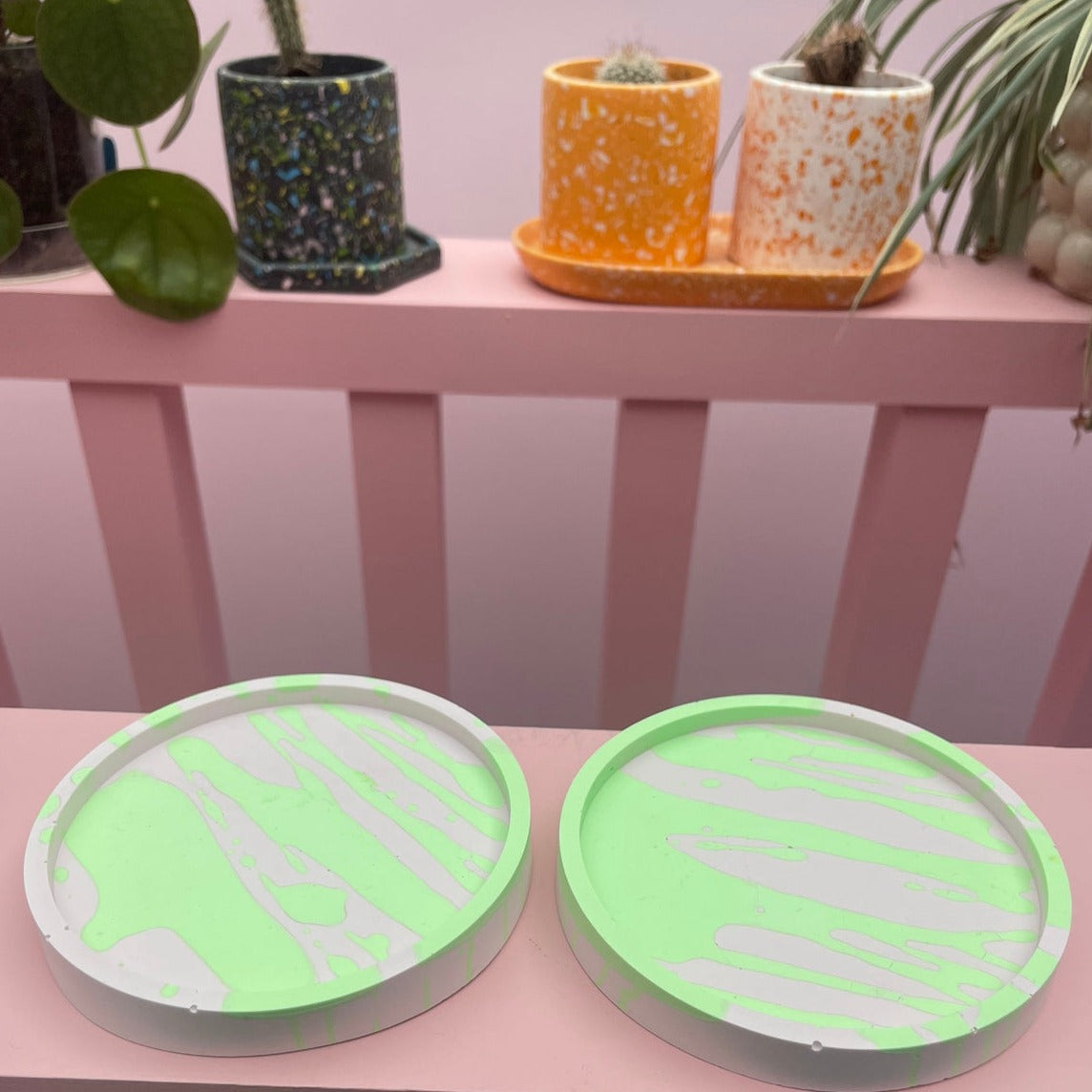 Coaster Set - Graffiti - Lilac & Green