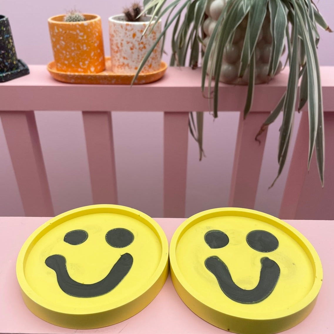 Coaster Set - Smiley - Yellow