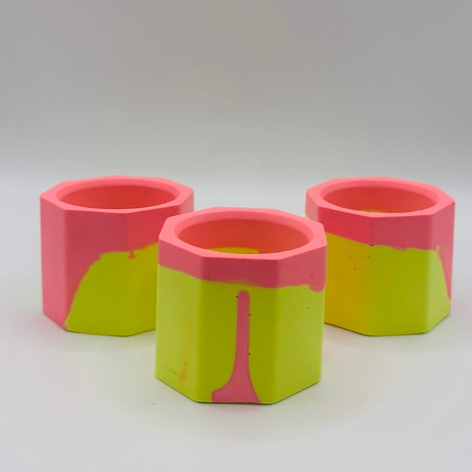 Tea light set - Graffiti - Yellow & Pink